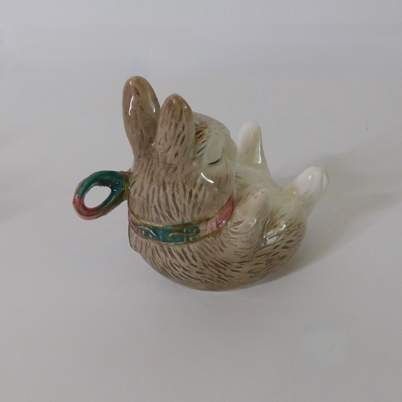 FITZ AND FLOYD Halcyon Bunny Rabbit Salt Pepper Shakers Floral Under Tray Easter - Picture 8 of 12